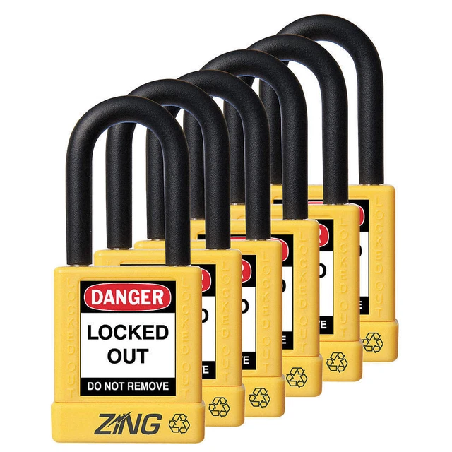 ZING 7069 Lockout Padlock,KA,Yellow,1-3/4"H,PK6