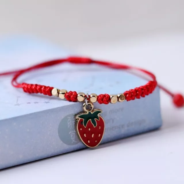 Ins Wind Cute Red Rope Smooth Surface Sweet Fruit Pendan