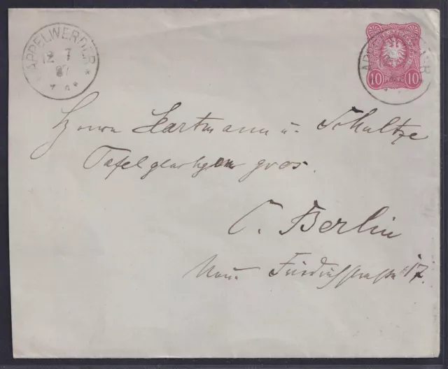 58643) APPELWERDER Pommern OPD Cöslin Stempel 1887 auf Brief