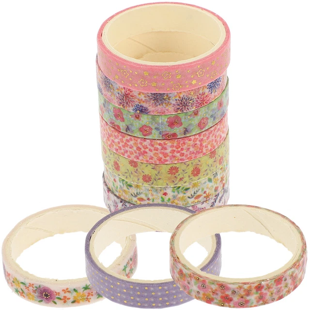 10 rollos pegatinas de flores para libro de recortes vintage de cinta envolvente de regalo