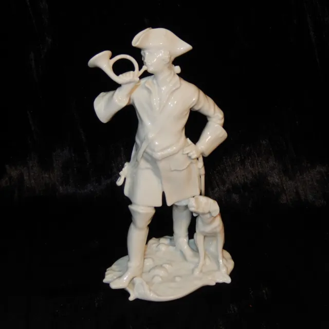 Vintage KAISER Porcelain Figure Bochmann Hunter 459 Horn Dog Fox Hunt Blanc