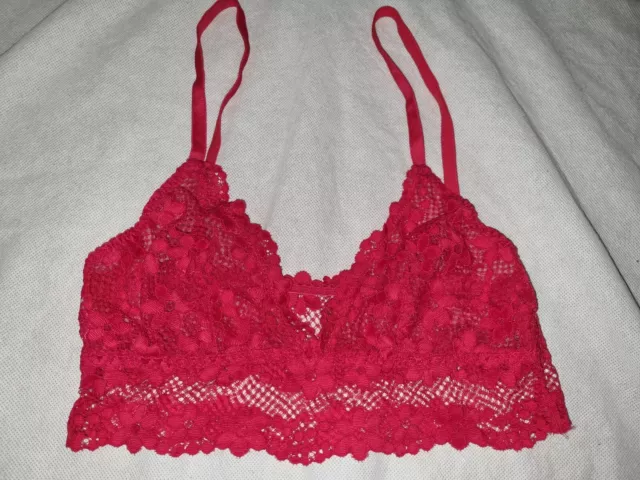 Out From Under UO Red Flower Lace Bralette Bra NO SIZE Fits Like Small S