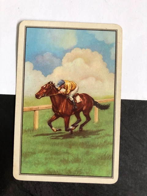 1 VINTAGE RETRO Art Swap Playing Card: Race Horse & Jockey. Racehorse ...