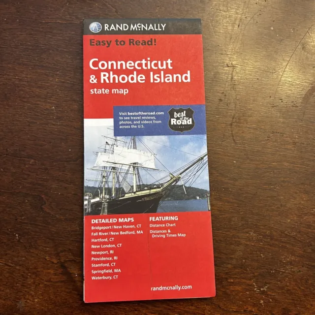 Connecticut & Rhode Island, Easy-to-Fold, Paper State Map, by Rand McNally