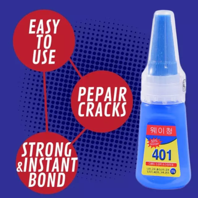 401 Instant Adhesive Bottle Stronger Super Glue Multi-Purpose 20ml Glue T4U7