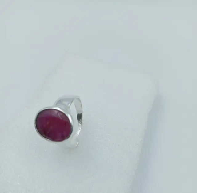 925 sterling silver Oval Pink Ruby Gemstone Handmade jewelry Ring (US) Size-8''