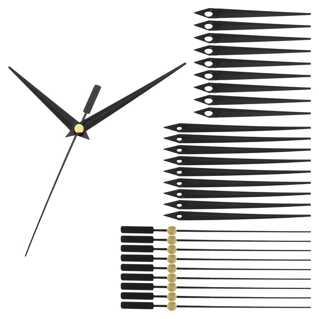 Clock Hands, 10 Set Clock Hands Kits Clock Mechanism Movement Aluminum,Black,A01