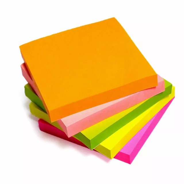 Post It Sticky Notes Reminders Self Adhesive 76mm Neon Colours Paper Memo Pads