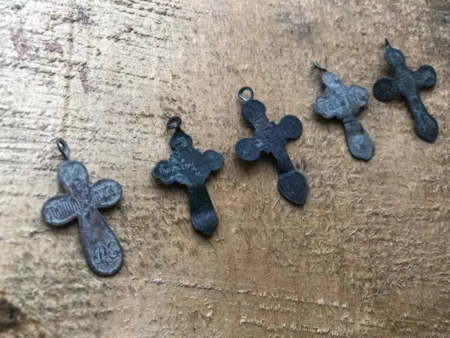 Ancient bronze crosses, cross antique cross religious, amulet (4 pieces)