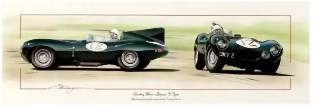 Stampa Jaguar D Tipo Norman Dewes Stirling Muschio Tributo Dugan Le Mans 1955 1956