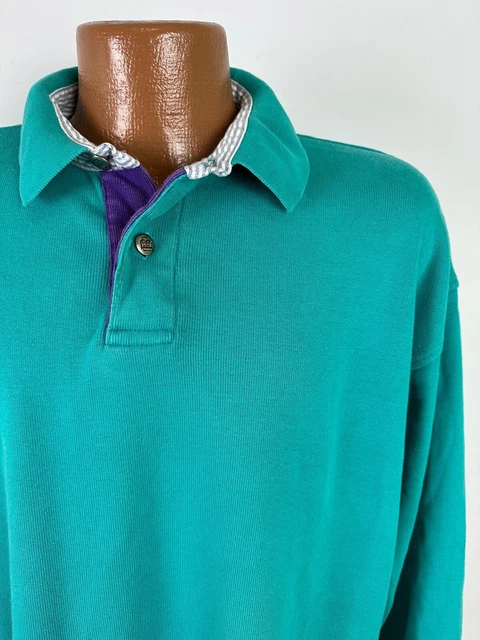 Vintage 90s Heavyweight Cricket Shirt Men Large Rugby Polo Preppy Hipster Sports