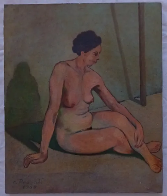 CESARE PEZZALI DIPINTO Nudo di donna Quadro Olio su tela 60x50 cm  