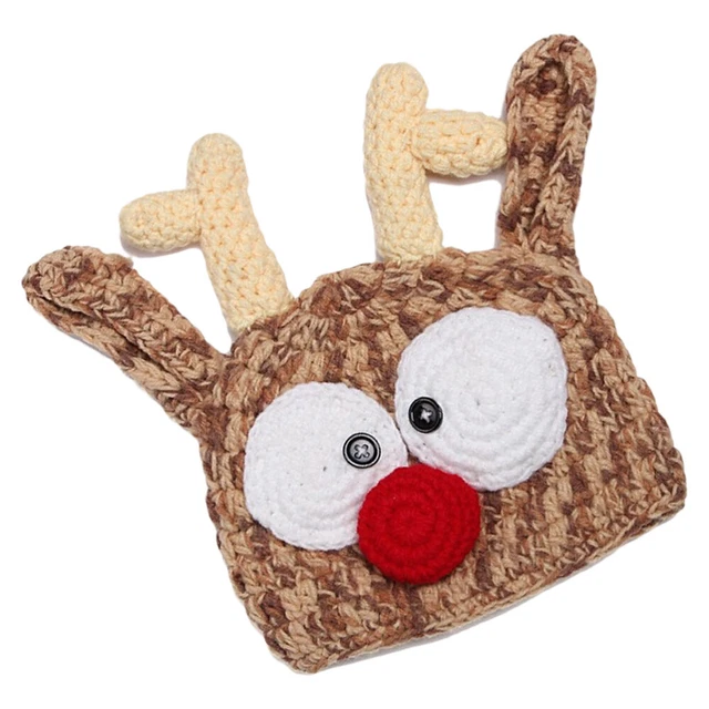 Baby Handmade Knitted Crochet Knit Reindeer Hat Antlers Photo Photography Prop