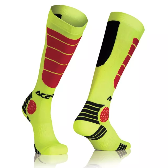 Acerbis Calze Calzettoni Mx Impact Socks Rosso Giallo Moto Cross L/Xl 42 43 44