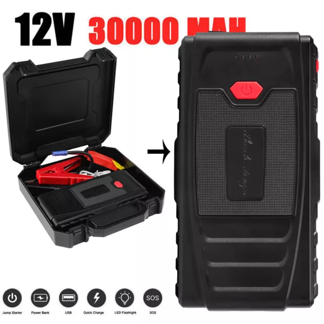 30000mAh Auto Starthilfe Jump Starter 12V Ladegerät Booster Power Bank W/ Box