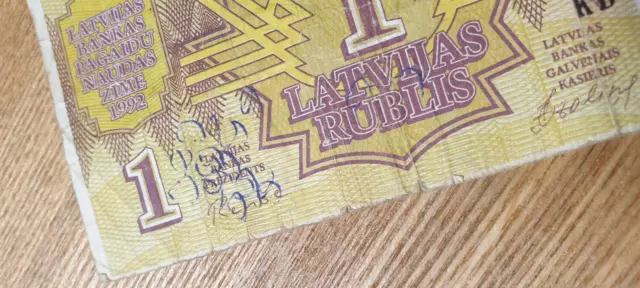 Banknoten Lettland 1 Rubel banknotes Latvia 1992 3