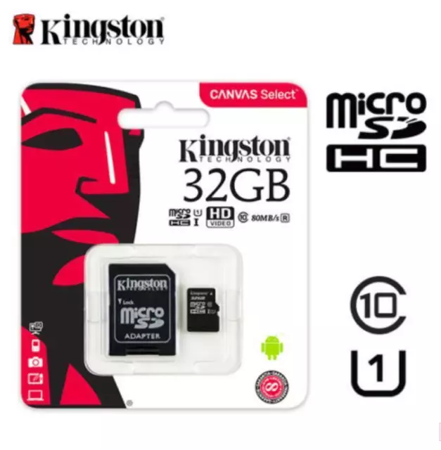 Scheda micro SD Kingston 32 GB 80 MB/s SDHC SDXC Class10 scheda di memoria con adattatore