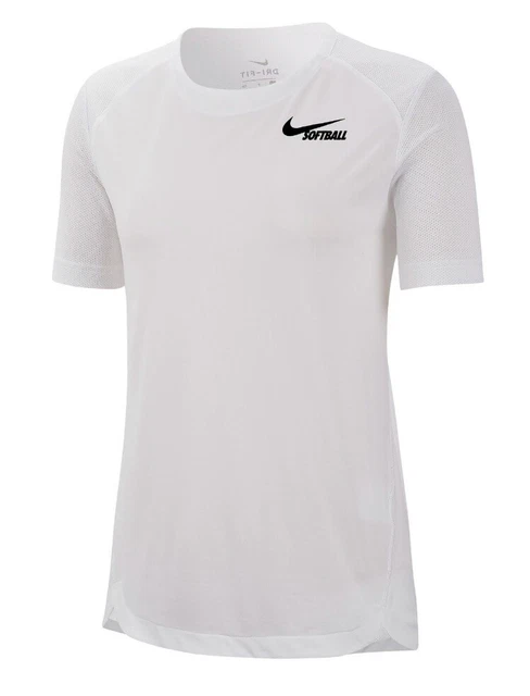 Nike Womens XL Dry-Fit Short Sleeve Softball T-Shirt White Practice Jersey