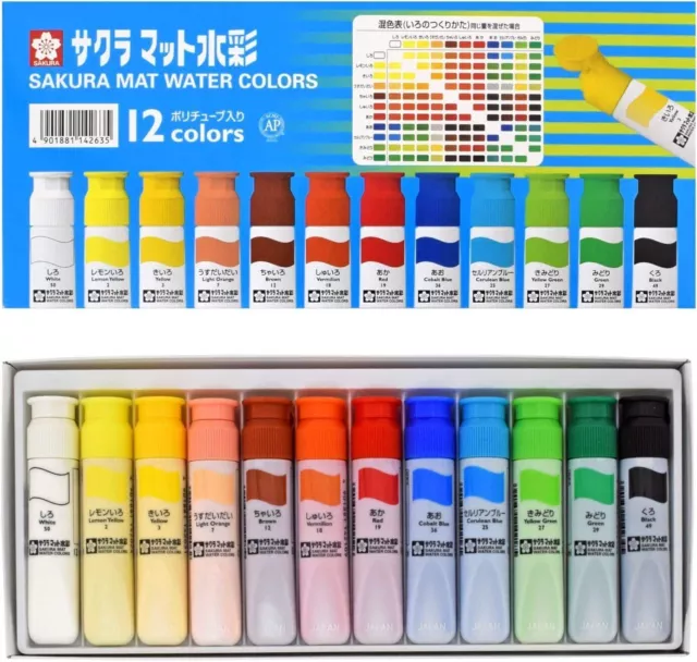 Juego de pintura Sakura Crepass mate mate de 12 colores con politubo de...