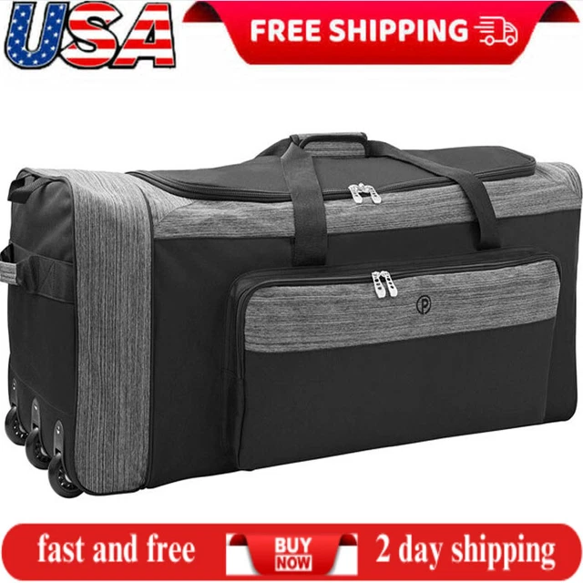 36 INCH ROLLING Wheeled Duffel Travel Bag with Pull Handle, Gray