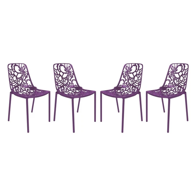 Modern Devon Aluminum Chair, Set Of 4 - Purple