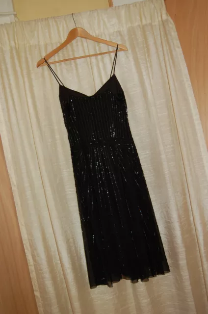 Laundry by Shelli Segal Womens Dress Black Spaghetti Straps Beaded Size 6