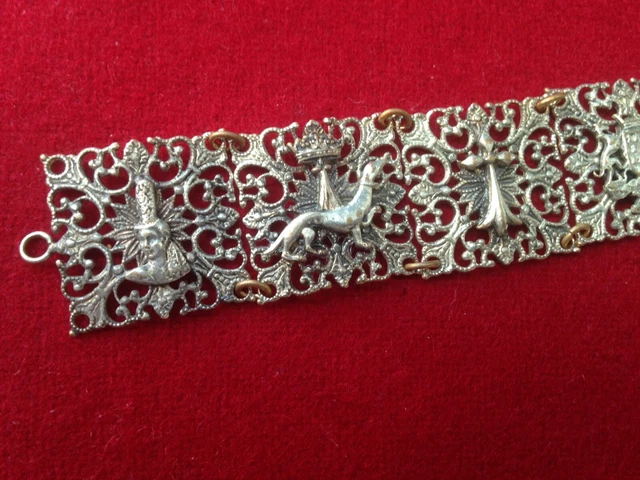 Bracelet Vintage Métal Argenté - Souvenir D'Alsace Avec Blason