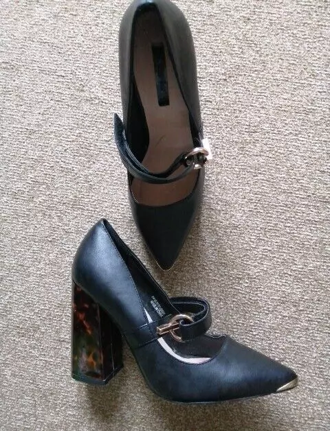 BLACK LOST INK SHOES - BLOCK ANIMAL PRINT HEELS Excellent Condition ...