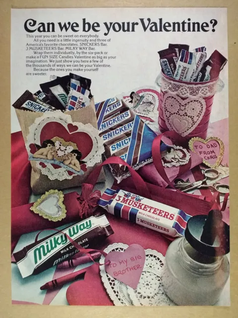 1978 Snickers 3 Musketeers Milky Way Valentine's Day Candy vintage print Ad