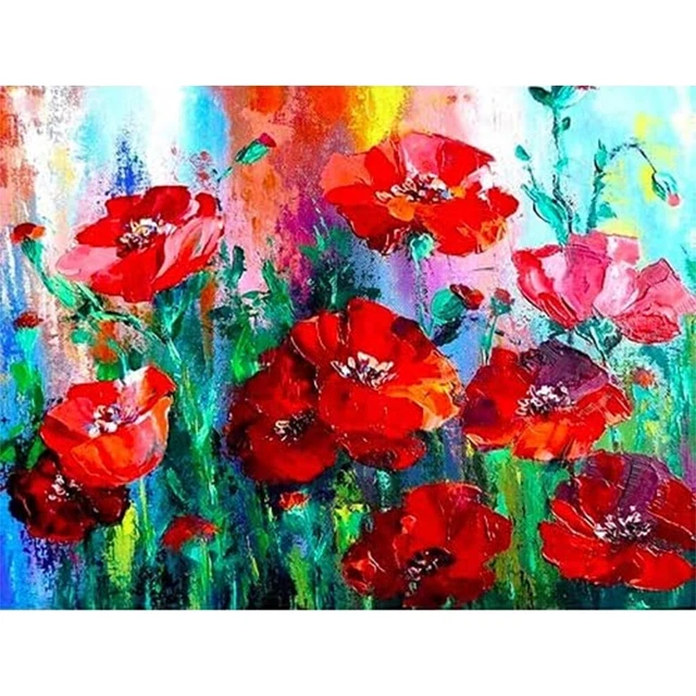 Hágalo usted mismo Imagen Digital Hecha a Mano Flores Sin Marco Pintura al Óleo por Número Artesanía