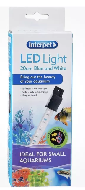 Interpet Kids GGlow White and Blue LED Light for Aquarium 20 cm New In Box