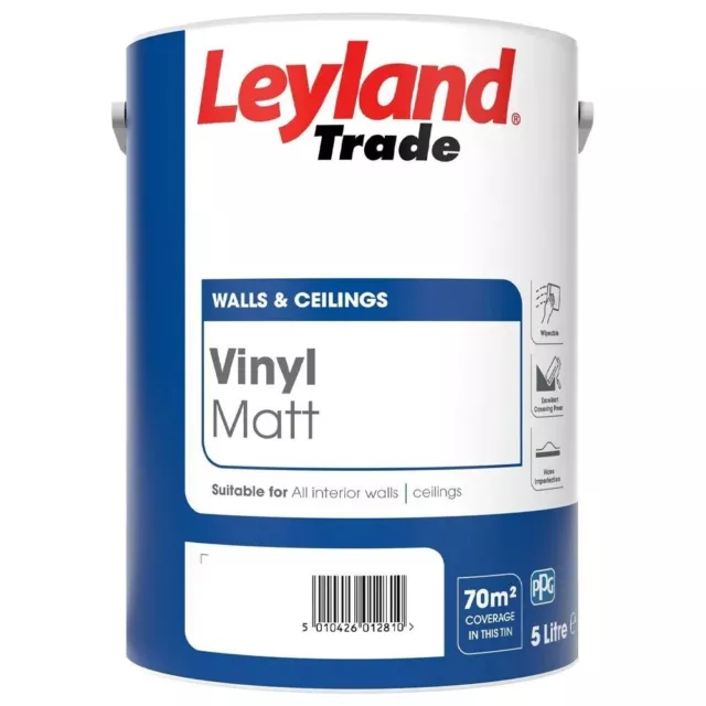 5L Leyland Trade Vinyl Matt Emulsion Paint - Tinted Colours - Message us