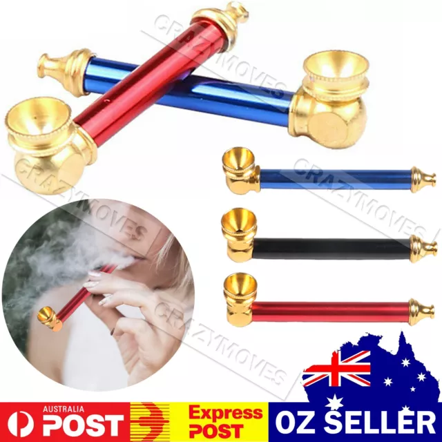 Cone Brass Anodised Metal Smoking Pipe Solid Smoking Tobacco Black Red Blue VIC