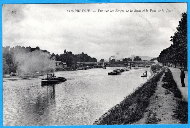 Cpa 92 Courbevoie - Vue Sur Les Berges De La Seine Et Le Pont De La Jatte