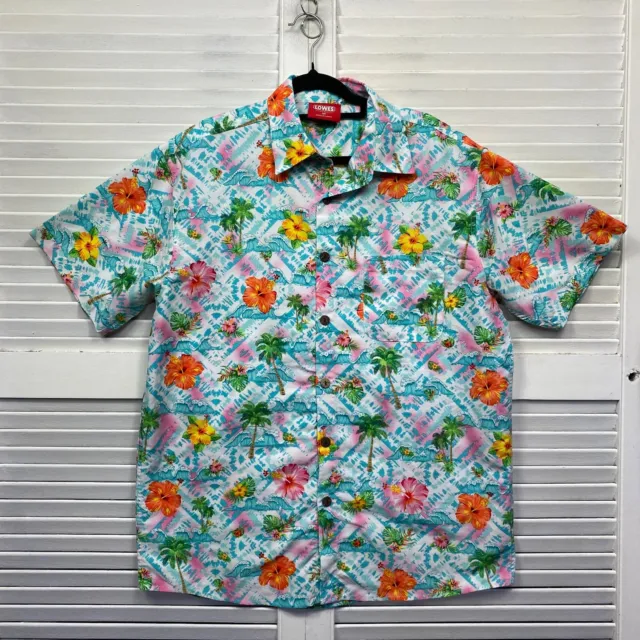 Hawaiian Shirt Mens Medium Cruise Tiki Party Loud Tropical Holiday Beach Lowes