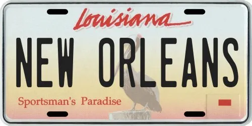 New Orleans Louisiana Aluminum Pelican Sportsman's Paradise License Plate