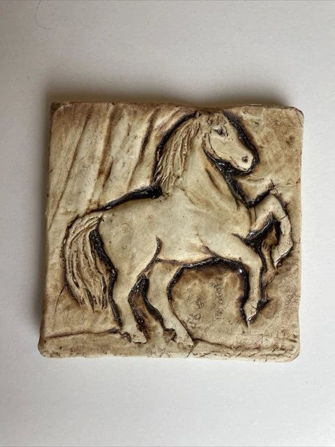 HandMade Porcelain Art Wall Tile Backsplash Horse Indoor Outdoor Sculptured 4”