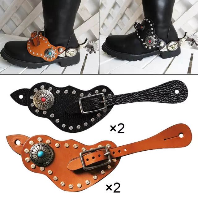 2x Spur Strap, with Buckle, Western Retro Style, Equestrian Spur Strap, Durable,