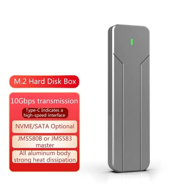 10Gbps .2 NVME SSD Enclosure Adapter,USB3.2 Gen2 Type-C to NVME PCI-E M-Key