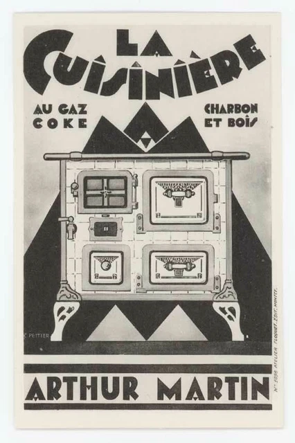 Cpa Pub la cuisinière au gaz coke, charbon de bois, Arthur Martin