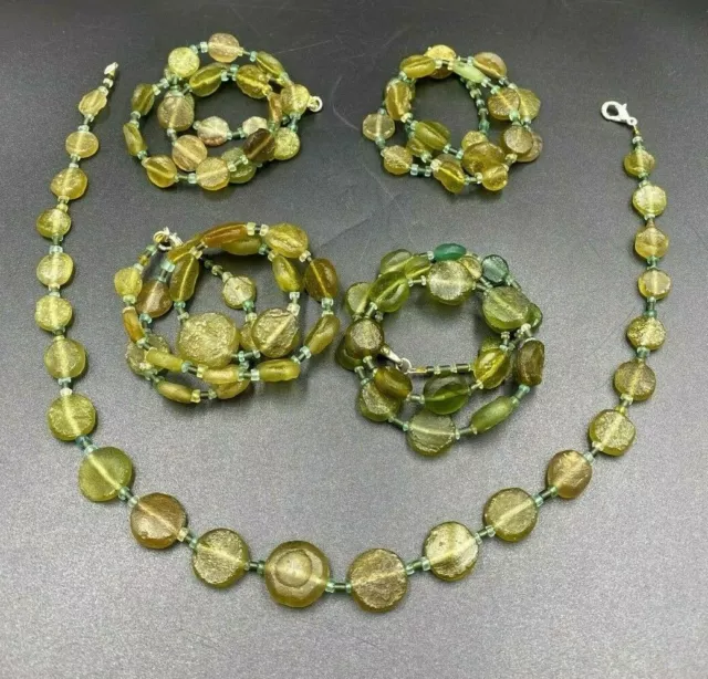 Lot Of 5 Old Beads Ancient Roman Glass Necklace String Antiquities