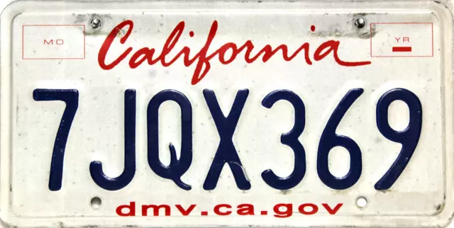 California Website Nummernschild USA  License Plate 7JQX369 Originalbild