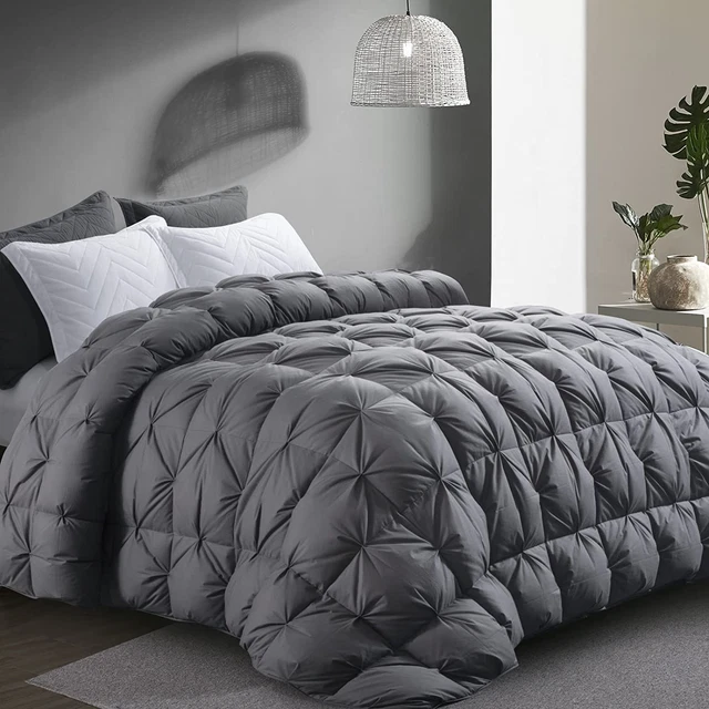 ROYALAY Goose Feather and Down Comforter King Size Duvet Insert Pinch Pleat and