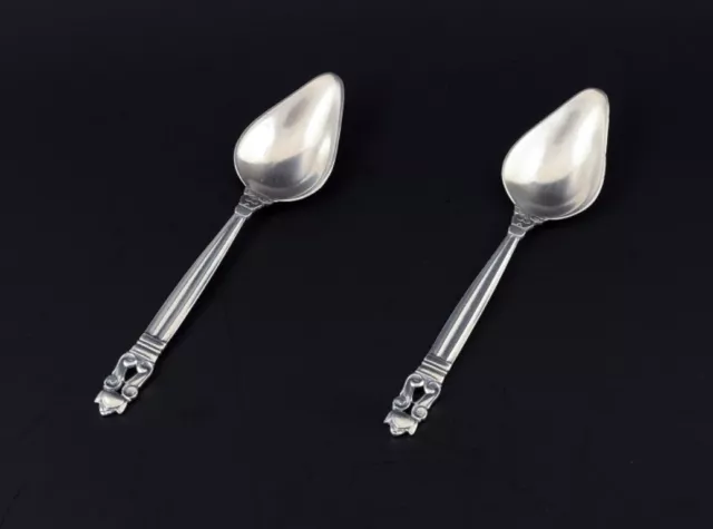 Georg Jensen Acorn, two grapefruit spoons in sterling silver.