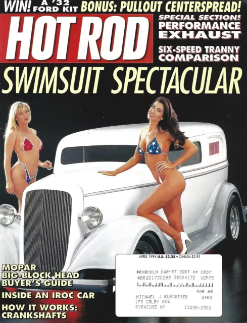 April 1994 Hot Rod Magazine Swimsuit Issue Mopar Big Block Heads Iroc Cranks