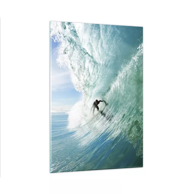 Impression sur Verre 80x120cm Tableaux Image Photo Aventure surfeur vague oc�an