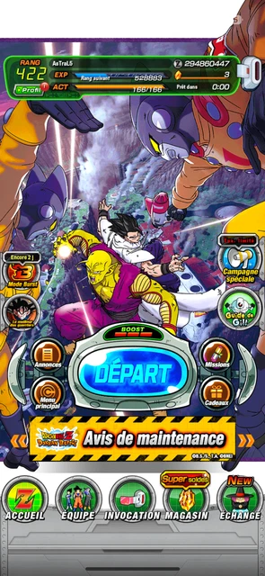 Compte Dokkan Battle Global – LVL 538 Avec 95 LR – Android/Apple II