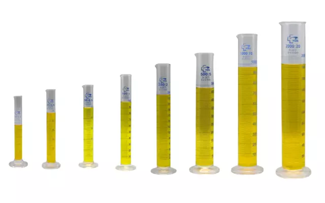 Graduated Cylinder Measuring 10 ml - 2000 ml Borosilicate Glass 3.3 HDA