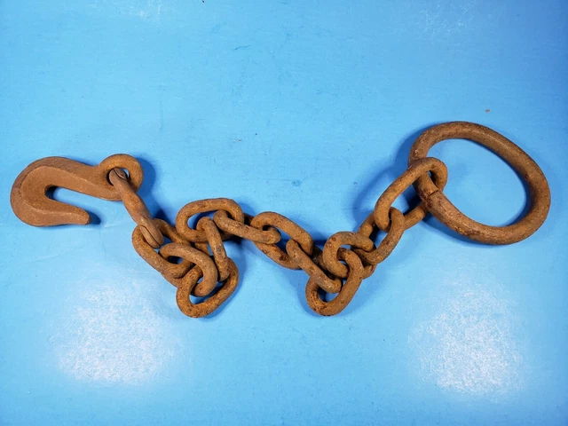 Antique Iron Hook Chain Links Ring 22" Long