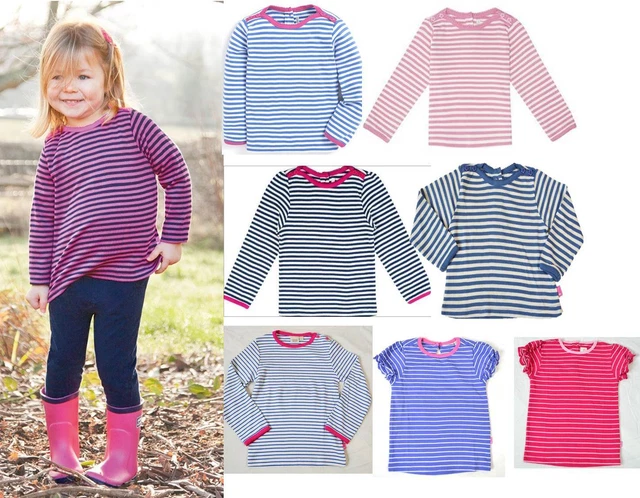Jojo Maman Bebe Breton nautical stripe girls top long short sleeve summer tshirt